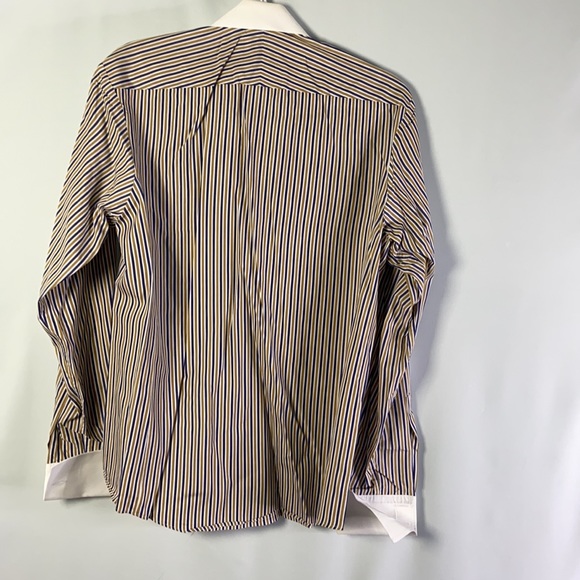 Thomas Pink Stripe Slim Fit French Cuff Shirt 15 - Picture 4 of 5